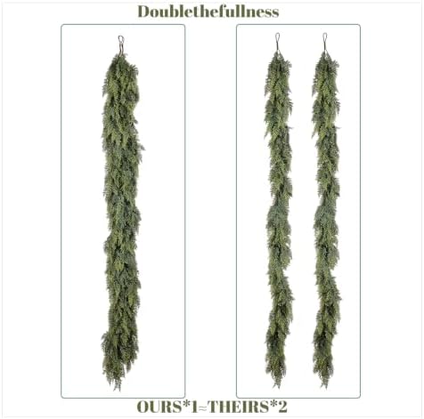 6FT Soft Textured Cedar Garland, Realistic Artificial Christmas Garlands