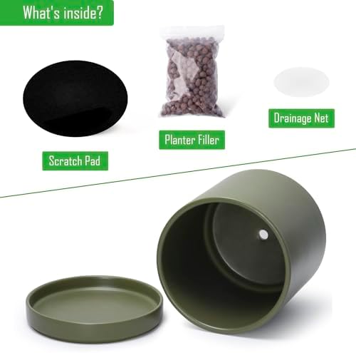 D'vine Dev 10 Inch Ceramic Planter Pot, Olive, 94-O-E-J