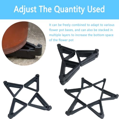 Pot Feet for Outdoor Planters,Invisible Breathable Pot Stands Toes Lifters for Heavy ndoor Outdoor Planters & Gardening Plant Container (Black-24 Pcs)
