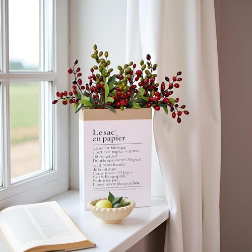 4PCS Artificial Greenery Faux Olive Berry Stems Fake Berries Branches Artificial Green Olive Branches Fake Berry Stems Decorations Fruits for Christmas Vase Filling Home Garden Wreath Decor(Green)