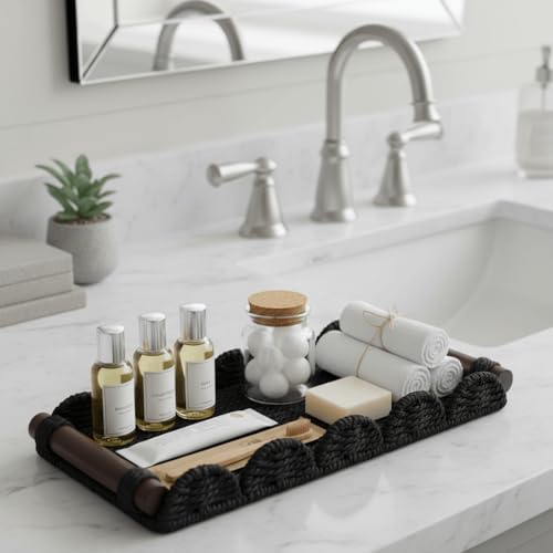 CubesLand Bathroom Toilet Paper Tray Organizer, Scalloped Decorative Tray