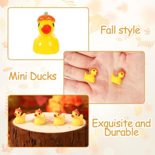 200Pcs Mini Pumpkin Ducks,Fall Halloween Mini Resin Ducks