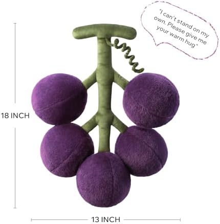 Phantoscope Fruit Shaped Pillows Series Grape Shape Throw Pillow, Fun Home Decor of Fruit Themed Shaped Cushions, Fall Decorative Shaped Pillow for Couch Bed and Chair, Purple, 18 x 13 inches