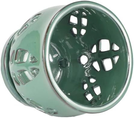 W&W Orchid Pot with Holes and Saucer for Repotting, Green, 6.5"