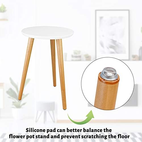 Uneedem Plant Stand Indoor, Mid Century Modern Small Round Plant Table for Flower Pots, 16.5" Tall Plant Holder Wood Stool for Living Room (2 Pack)