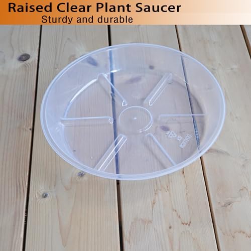 Plant Saucer Pot Tray 12 inch, 2 Packs Clear Flower Planter Saucers and Drip Trays for Pots Planter, Heavy Duty Plant Dish Pant Plate to Catch Water for Indoor & Outdoor