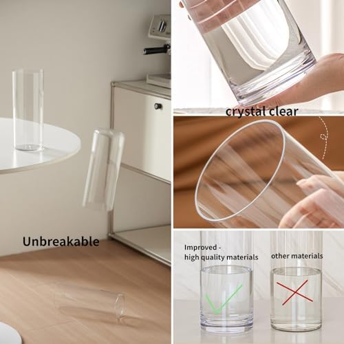 4 Clear Acrylic Cylinder Flower Vase Set Unbreakable Plastic Vase