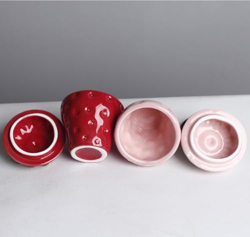 Strawberry Shaped Ceramic Candle Holders with Lid, Scented Candle Jar
