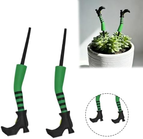 Gothic Witch Legs Plant Stakes, 3D Printed Plastic Garden Decor 2Pcs, Green