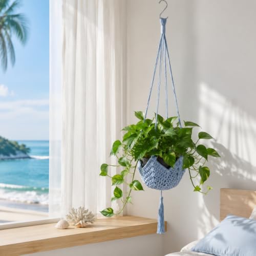 Shappy 1 Pack Boho Macrame Plant Hanger for Indoor