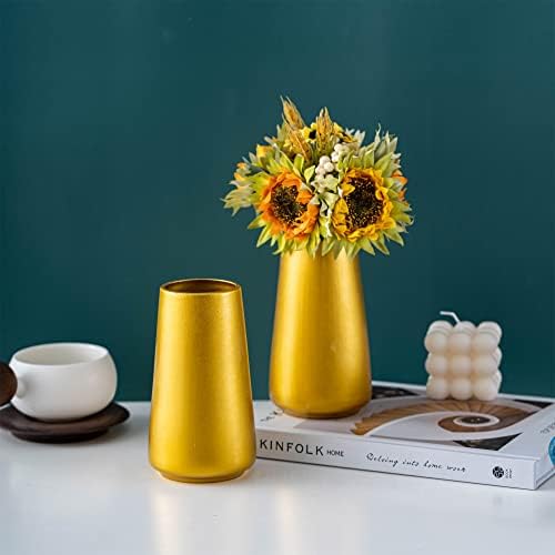 Simple Boho Ceramic Flower Vase for Home Decor (Gold,Small)