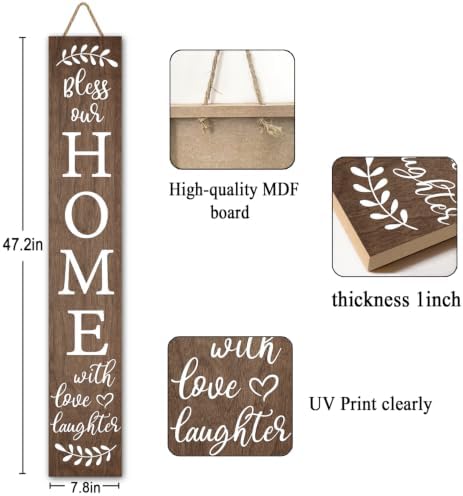 Welcome Sign for Front Door Porch, Bless Our Home Signs 47"