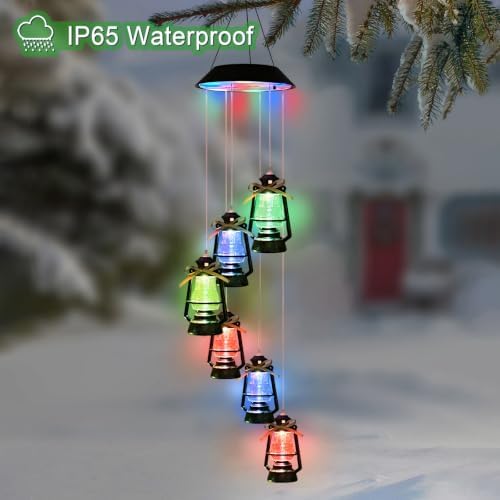 Hanging Solar Lantern Wind Chime for Outside,Christmas Decorations Outdoor