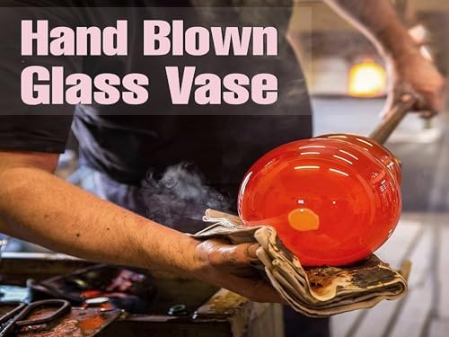 OLEEK Handmade Glass Purse Vase for Flowers and Drinks - 10 in - Cute Pink Centerpiece & Fish Bowl - Unique Handbag Flower Vase - Wide Mouth Decorative