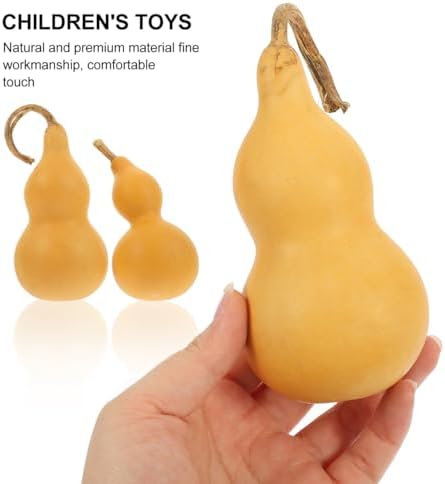DECHOUS 2Pcs Natural Gourd Decor Chinese Wu Lou Sculpture Feng Shui Decor for Home Desktop Decoration DIY Crafts, Gourd Height About 9-14cm