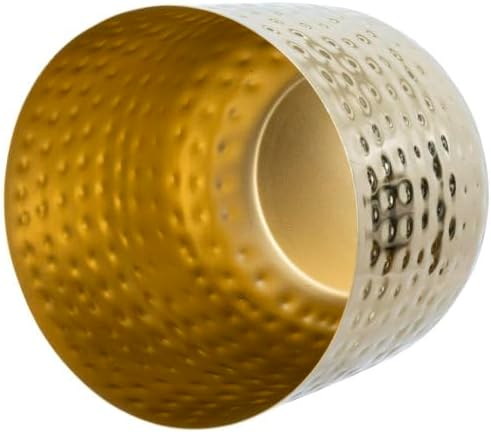 MyGift Modern Hammered Brass Plated Metal Planter Pots – Set of 2 Indoor Plant Containers, 6 & 5-Inch Cylindrical