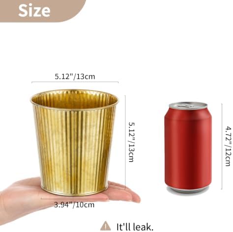 NUPTIO Gold Galvanized Vases for Centerpiece, 5" Small Ribbed Vase, 12 Pcs