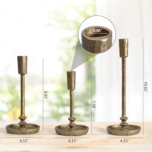 Rustic Cast Iron Taper Candle Holder - Set of 3 Vintage Candle Stands