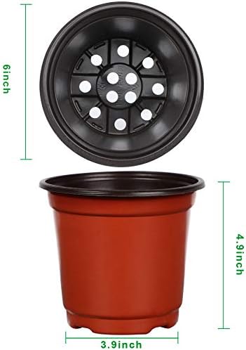 Augshy 110 Pcs 6 Inches Plastic Plants Nursery Pot, Seed Starting Pots