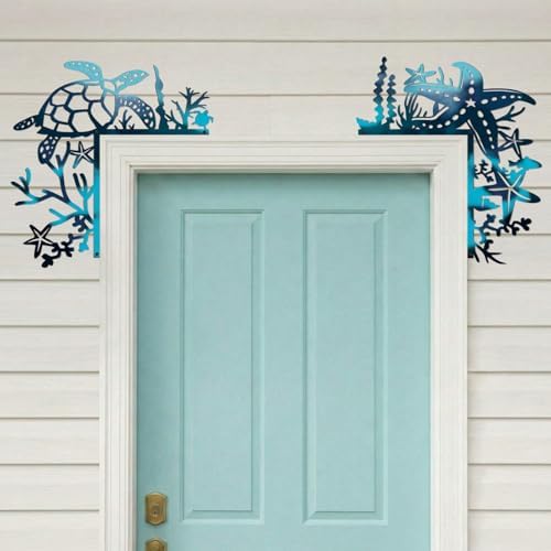MorningRo 4 Pcs Ocean Themed Door Frame Topper Metal Wall Art