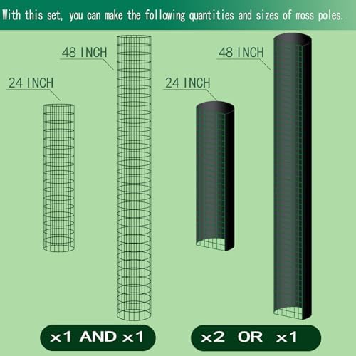 Metal Moss Poles for Climbing Plants, D-Shape Sphagnum Moss Pole Monstera Plant Support for Climbing Plants, DIY Plant Stakes Work with Sphagnum Moss (4ft D-Shaped & 6ft Round)