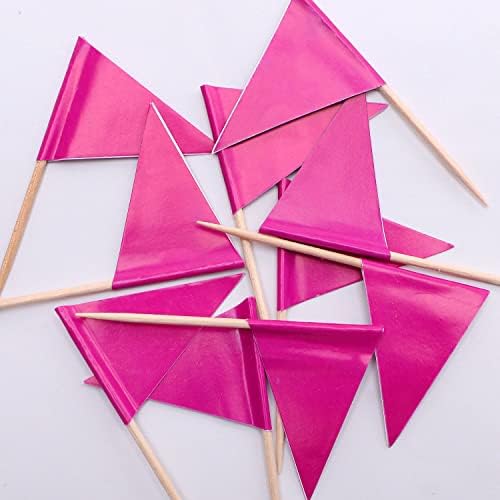 stidsds Solid Purple Cupcake Toppers Flags Mini Small Plain Purple Triangle Toothpick Stick Flag Blank DIY Color Decoration(100 pcs)