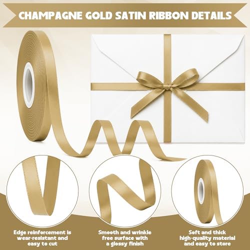 3/8 in 30 Yards Thin Gold Ribbon for Gift Wrapping Graduation Christmas