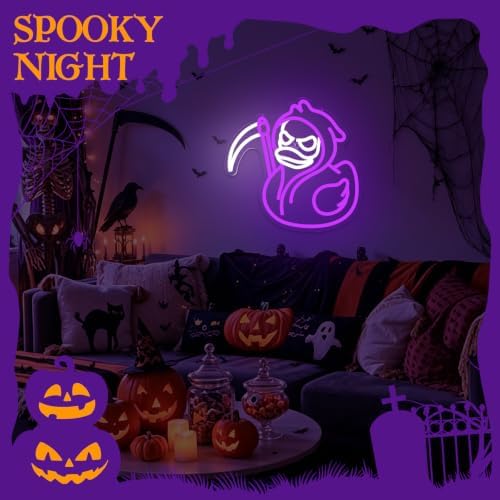 Grim Reaper Halloween Neon Sign for Wall Decor Dimmable Halloween Duck Sign