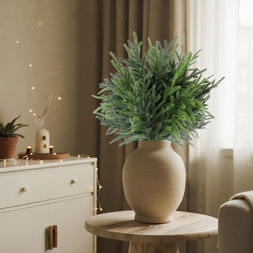 Cllayees 24" Artificial Norfolk Pine Stems, 12 Pack Christmas Decorations