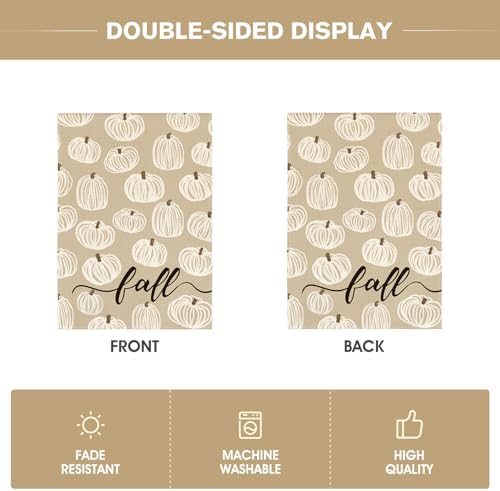 AVOIN colorlife Rustic Pumpkins Fall Garden Flag 12x18 Inch Outside Gray