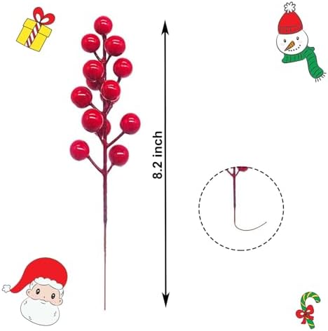 30 Pack Christmas Red Berries Stems, Artificial Red Berry Christmas Picks for Christmas Tree Decorations Crafts DIY Xmas Wreath Wedding Holiday Home Decor