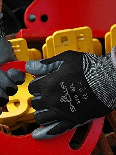 SHOWA Atlas 370B Professional Nitrile Work Gloves,for Landscaping, Gardening & Assembly, General Purpose Gloves