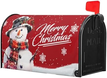 Merry Christmas Mailbox Covers Winter Snowman Mailbox Cover Magnetic Large Size 21x25.5 Inch Christmas Winter Mailbox Cover Magnetic Mailbox Wraps Post Letter Box Cover Holiday Outdoor Decoration