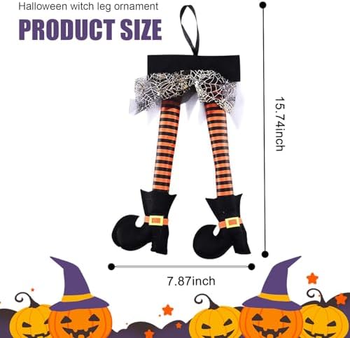 1 PC Halloween Witch's Legs Decoration, Funny Halloween Witch Legs Props, 40cm x 20cm Fancy Outdoor Novelty Hanging Festive Decor, Universal for Most Cars, Trucks, SUVs (Orange)