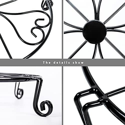 NSYOOMH 1 pack 10"-12" Metal Plant Stand Outdoor, for Flower Pot Heavy Duty Potted Holder Round Wrought Rustproof Iron Planter Stand, plant Stands Indoor Clearance and Outdoor patio - 12 Inches Black
