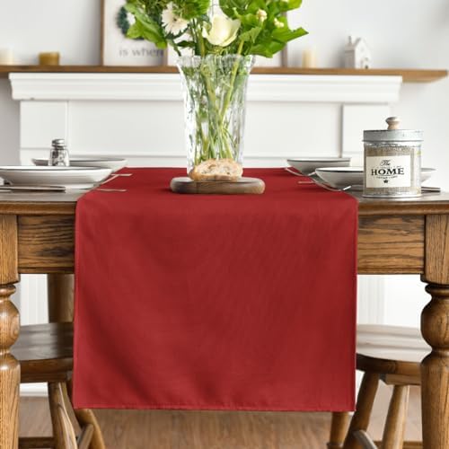 Artoid Mode Red Table Runner, Seasonal Christmas Washable Kitchen Dining Table Decoration for Home Party Decor 13x60 Inch