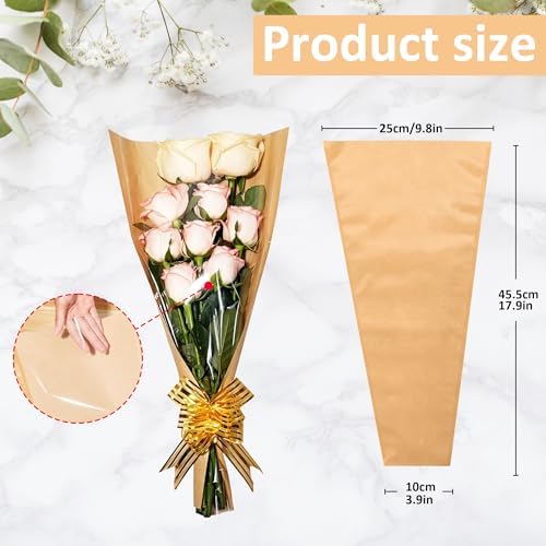 JOYIT Flower Bags for Bouquets, 100PCS Flower Wrapping Papers, 9.8“ x 18”