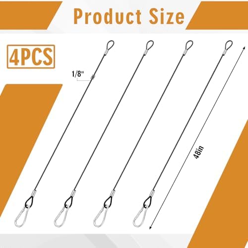 4 Pcs Wire for Bird Feeder Hook 48in Hanging Cable with Hook