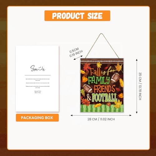 Smile Fall Thanksgiving Game Day Wooden Door Hanger Football Maple Leaf