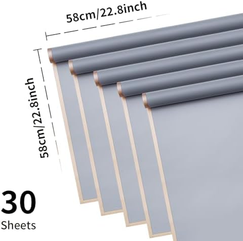 30 Sheets Silver Gold Edge Flower Bouquet Wrapping Paper，Florist Supplies Fully Water-Resistant Floral Bouquet Wrapping Paper Bouquet Accessorie，Flower Shop Packaging Pape for DIY Gift Wedding Birthday