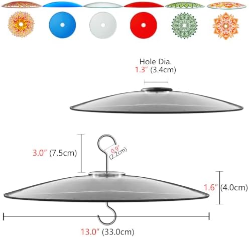 13" Large Glass Rain Cover for Bird Feeder, Peacock Weather Guard Dome