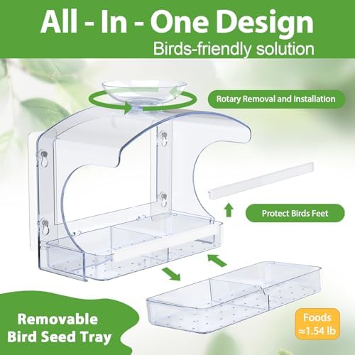 Goodeco Clear Window Bird Feeder with Water Bowl