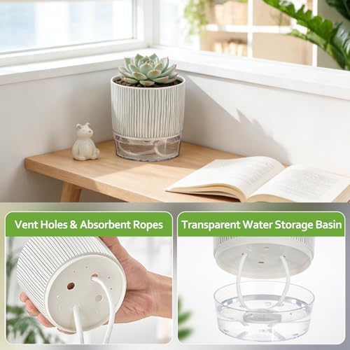 Self Watering Pots for Indoor Plants, 4 Inch Self Watering Flower Pots
