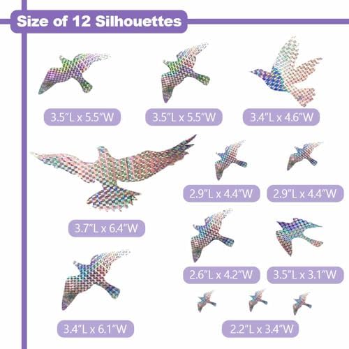 Anti Collision Window Bird Stickers Decals Glass Door Protect and Save Bird Strikes (Reflective)