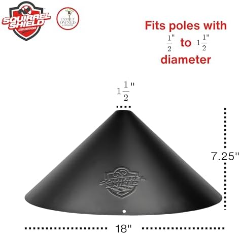 Nature's Way Squirrel Shield 18 inch Metal Wrap Around Baffle for Outdoor Wild Bird Seed Feeder, Squirrel Proof, Black