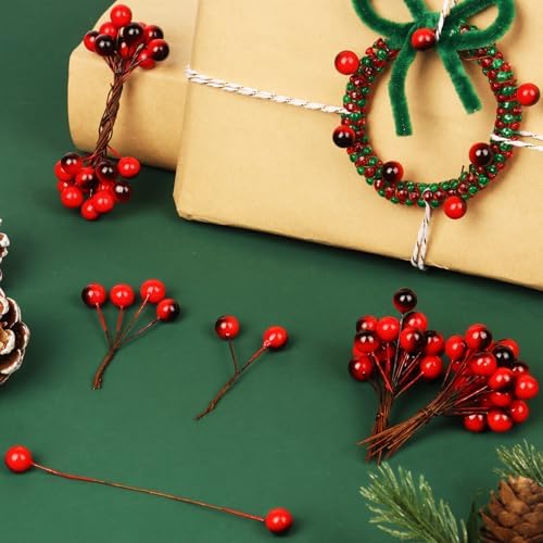 150 pcs Artificial Holly Berries, Christmas Holly Berries Stems