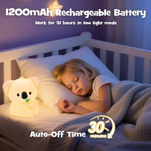 Cute Huggy Koala Night Light RGB Rechargeable for Nursery Bedroom