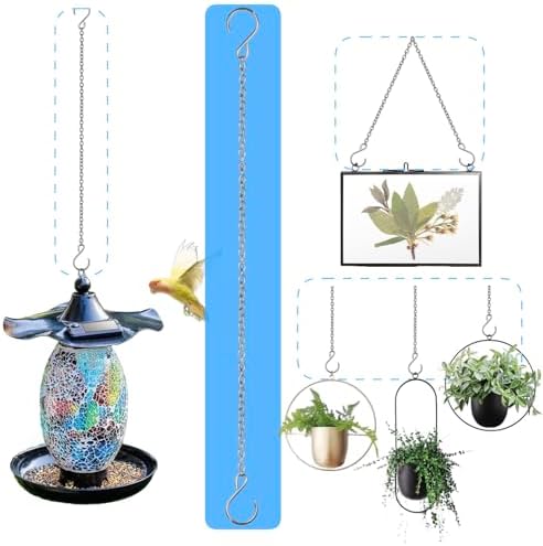 HS's Creation Stainless Steel 304 Planter Hanging Chain 20 Inch Long with S Hooks Decorative Replacement Chains Rust Proof for Billboards,Planters, Bird Feeders,Lanterns,Ornaments 3 Pack