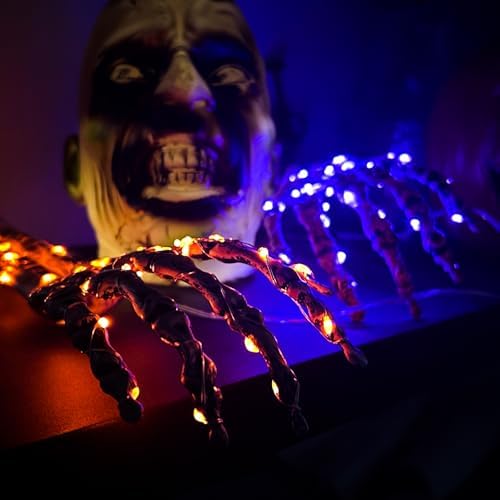 Solar Skeleton Hand Lights 2 Pack, 100LED Halloween Yard Stakes