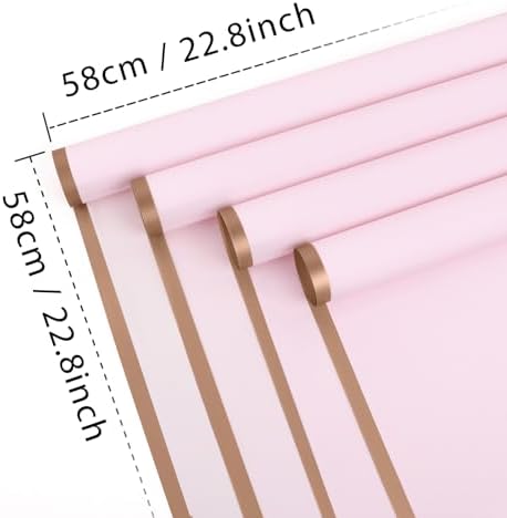 20 Sheet Flower Wrapping Paper-Waterproof Bouquet Paper (Pastel pink)